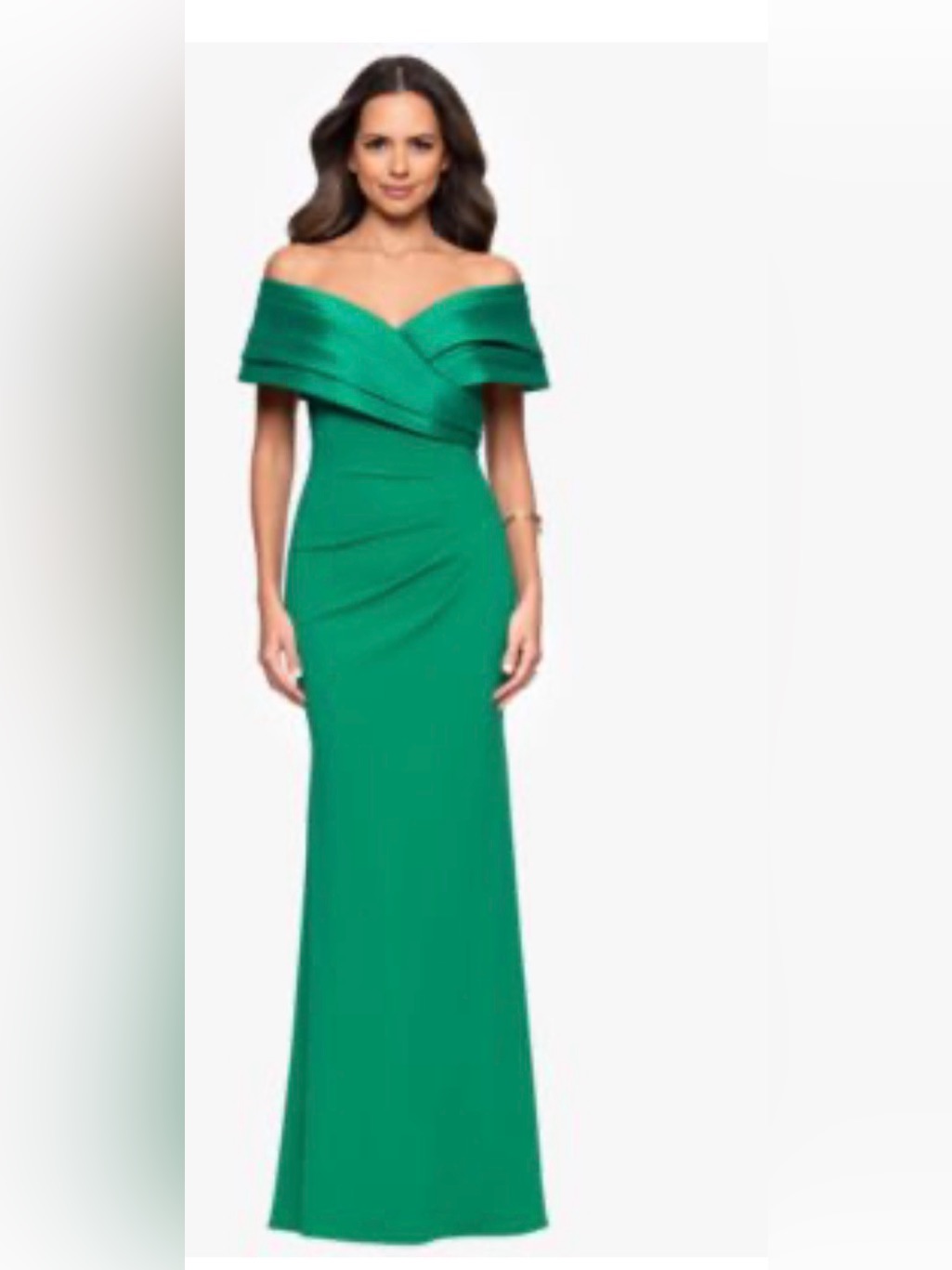 Nwt Betsy & Adam Emerald Green Off-The-Shoulder Gown 12p Petite Formal Dress